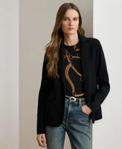 Ralph Lauren Womens Cotton Blend Sweater Blazer In Blue