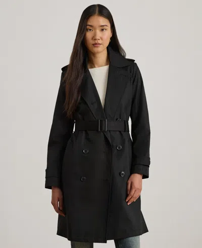 Ralph Lauren Womens Double-breasted Belted Trench Coat In Black