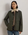 Ralph Lauren Womens Faux Sherpa Collar Quilted Coat P Xs Xxl
