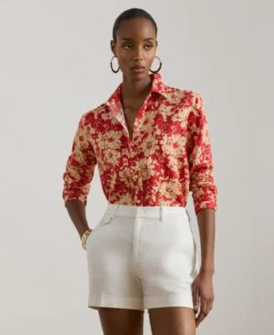 Ralph Lauren Womens Floral Print Collar Shirt In Blue