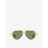 Ralph Lauren Womens Gold Bv1342s Pilot-frame Metal Sunglasses In Gold