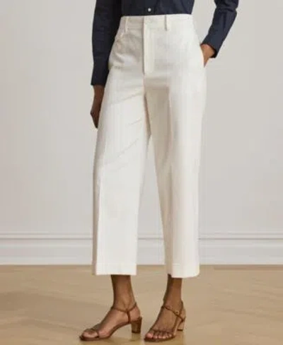 Ralph Lauren Womens High Rise Double Faced Stretch Cropped Pants In White