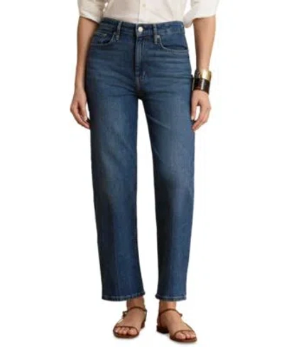 Ralph Lauren Womens High Rise Relaxed Straight Ankle Jeans In Blue