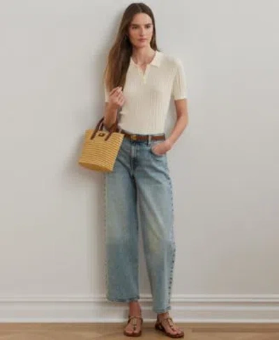 Ralph Lauren Womens High Rise Wide Leg Cropped Jeans In Brown