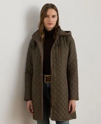 Ralph Lauren Womens Hooded Quilted Coat P Xs Xxl In Burgundy