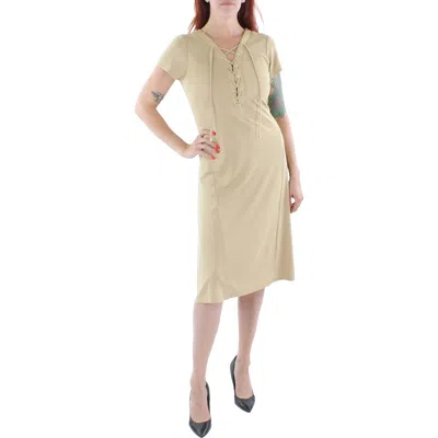 Ralph Lauren Womens Jersey Lace-up Midi Dress In Neutral