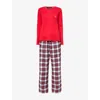 Ralph Lauren Womens Ivory Plaid Crew Plaid Long-sleeve Fleece Pyjama Set Xl In Multi