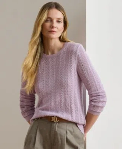 RALPH LAUREN WOMENS LONG SLEEVES POINTELLE KNIT SWEATER P XS XXL