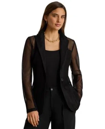 Ralph Lauren Womens Mesh Single Button Blazer In Black