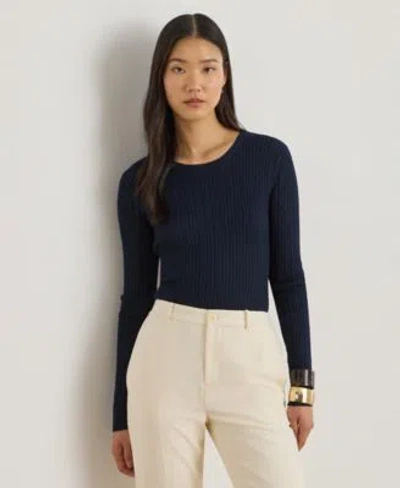 Ralph Lauren Womens Mini Cable Crewneck Sweater In Blue