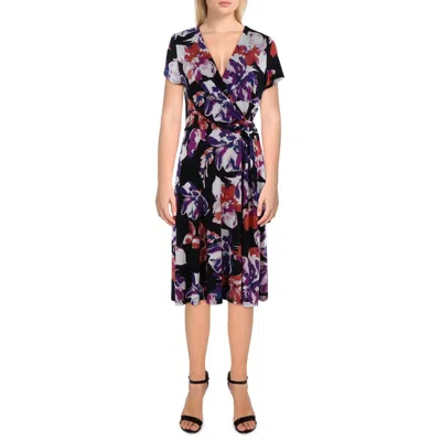Ralph Lauren Womens O-ring Cap Sleeve Midi Dress In Burgundy
