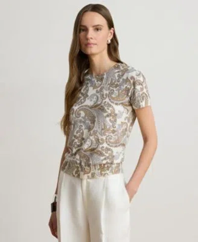Ralph Lauren Womens Paisley Short Sleeve Sweater In Multi