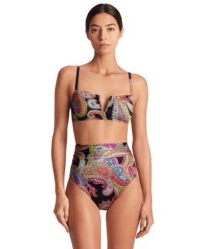 Ralph Lauren Womens Paisley U Wire Bikini Top High Waist Bottoms In Bordado Paisley