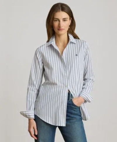 Ralph Lauren Womens Point Collar Striped Broadcloth Shirt In Multi