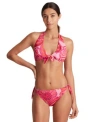 Ralph Lauren Womens Printed Tie Front V Neck Bikini Top Side Tie Hipster Bikini Bottoms In Red