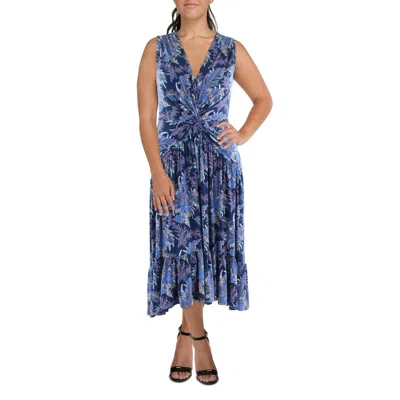 Ralph Lauren Womens Printed V-neck Maxi Dress In Blue