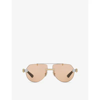 Ralph Lauren Womens Silver Bv1342s Aviator-frame Metal Sunglasses