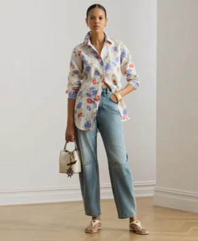 Ralph Lauren Womens Relaxed Fit Collared Shirt In Multi