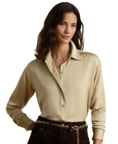 Ralph Lauren Womens Relaxed Fit Satin Charmeuse Shirt In Dark Garnet
