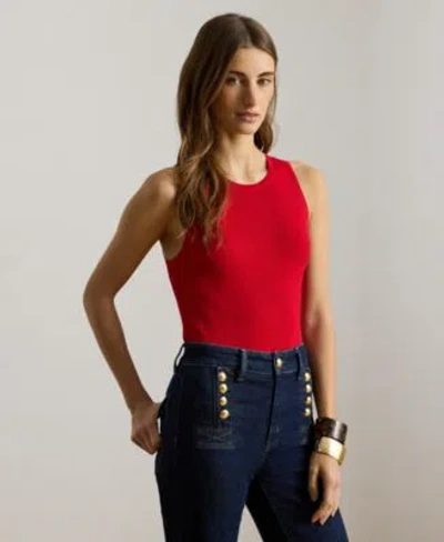 Ralph Lauren Womens Rib Knit Crewneck Sweater In Red