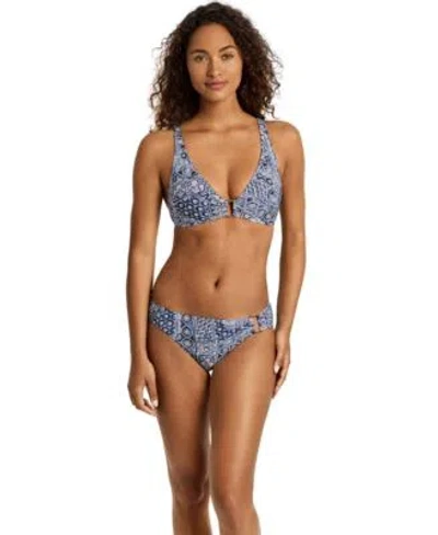 Ralph Lauren Womens Ring Over The Shoulder V Neck Bikini Top Full Coverage Ring Hipster Bottom In Brown