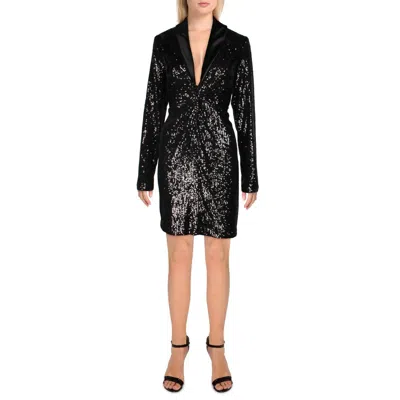 Ralph Lauren Womens Sequined Knot Front Cocktail And Party Dress In Black