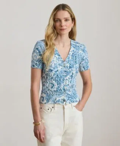 Ralph Lauren Womens Short Sleeve V Neck Cardigan In Blue