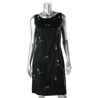 Ralph Lauren Womens Silk Embroidered Cocktail Dress In Black