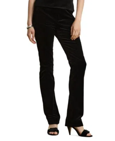 Ralph Lauren Womens Stretch Velvet High Rise Straight Leg Pants In Black
