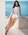 Ralph Lauren Womens Striped Blazer Striped Boatneck Top Pleated Twill Shorts