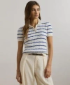 Ralph Lauren Womens Striped Cable Knit Cotton Polo Sweater P Xs 3x