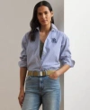 Ralph Lauren Womens Striped Long Sleeve Shirt P Xs Xxl In Blue
