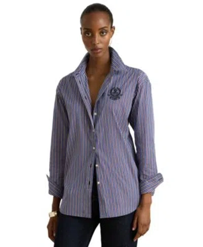 Ralph Lauren Womens Striped Point Collar Relaxed Fit Button Down Shirt In Multi