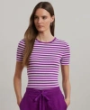 Ralph Lauren Petite Striped Stretch Cotton Crewneck Tee