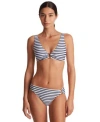 Ralph Lauren Womens Striped V Neck Bikini Top Ring Hipster Bikini Bottoms In White