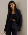 Ralph Lauren Womens Suiting Ryen Double Breasted Pinstripe Twill Blazer 0 22w In Blue