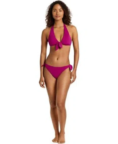Ralph Lauren Womens Tie Front Swim Top Side Tie Hipster Bikini Bottoms In Purple