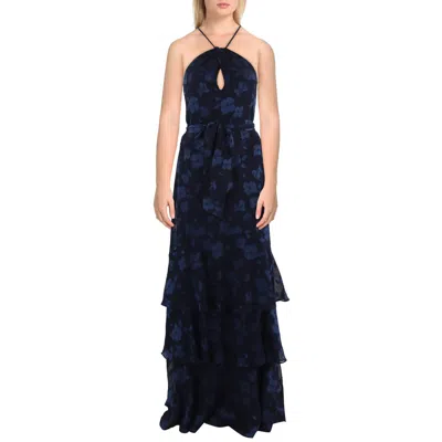 Ralph Lauren Womens Tiered Polyester Halter Dress In Blue