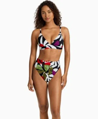 Ralph Lauren Womens Triangle V Neck Bikini Swim Bra Top Banded Modern High Waist Swim Bottoms In Multi