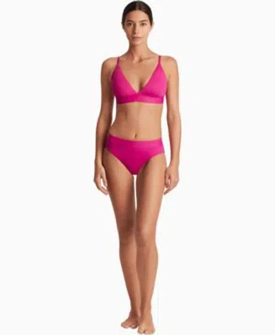 Ralph Lauren Womens Triangle V Neck Bikini Top Classic Band Hipster Bikini Bottoms In Pink