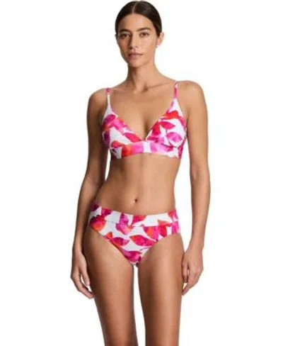 Ralph Lauren Womens Triangle V Neck Swim Top Classic Band Swim Bottoms In Multi