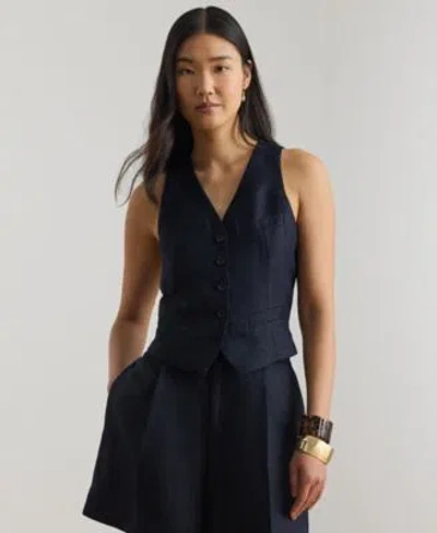 Ralph Lauren Linen-blend Twill Vest In Lauren Navy In Blue