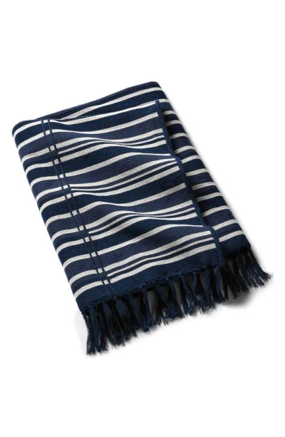 Ralph Lauren Woodford Throw Blanket In True Navy/ Cream