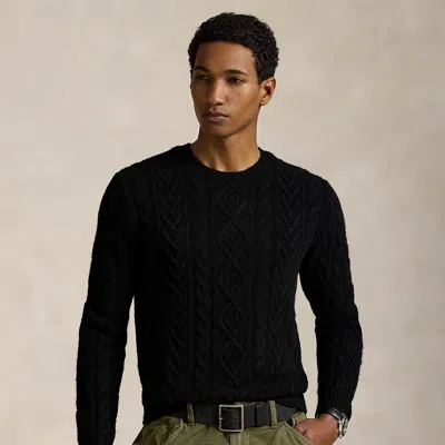 Ralph Lauren Wool-alpaca Fisherman's Sweater In Black