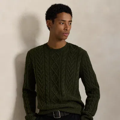 Ralph Lauren Wool-alpaca Fisherman's Sweater In Green