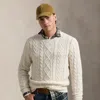 Polo Ralph Lauren Wool-alpaca Fisherman's Sweater In Oatmeal Combo