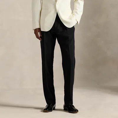 Ralph Lauren Wool Barathea Tuxedo Trouser In Black