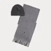 Ralph Lauren Wool Beanie & Windowpane Scarf Gift Set In Gray