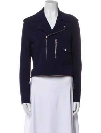 Pre-owned Ralph Lauren Wool Biker Jacket In Blue