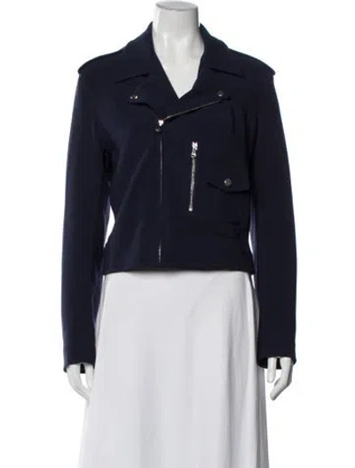 Pre-owned Ralph Lauren Wool Biker Jacket In Blue